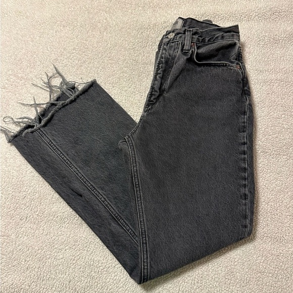 AGOLDE High Rise Vintage Boot Jeans Percolate Dark Grey Distressed Black - Picture 2 of 16